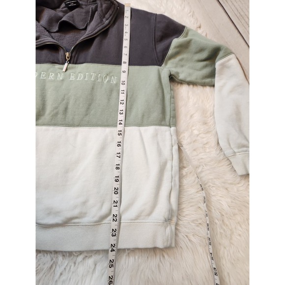 Cotton On Womens Gray Green White Colorblock Quarter-Zip Sweatshirt, Size S - Picture 7 of 7